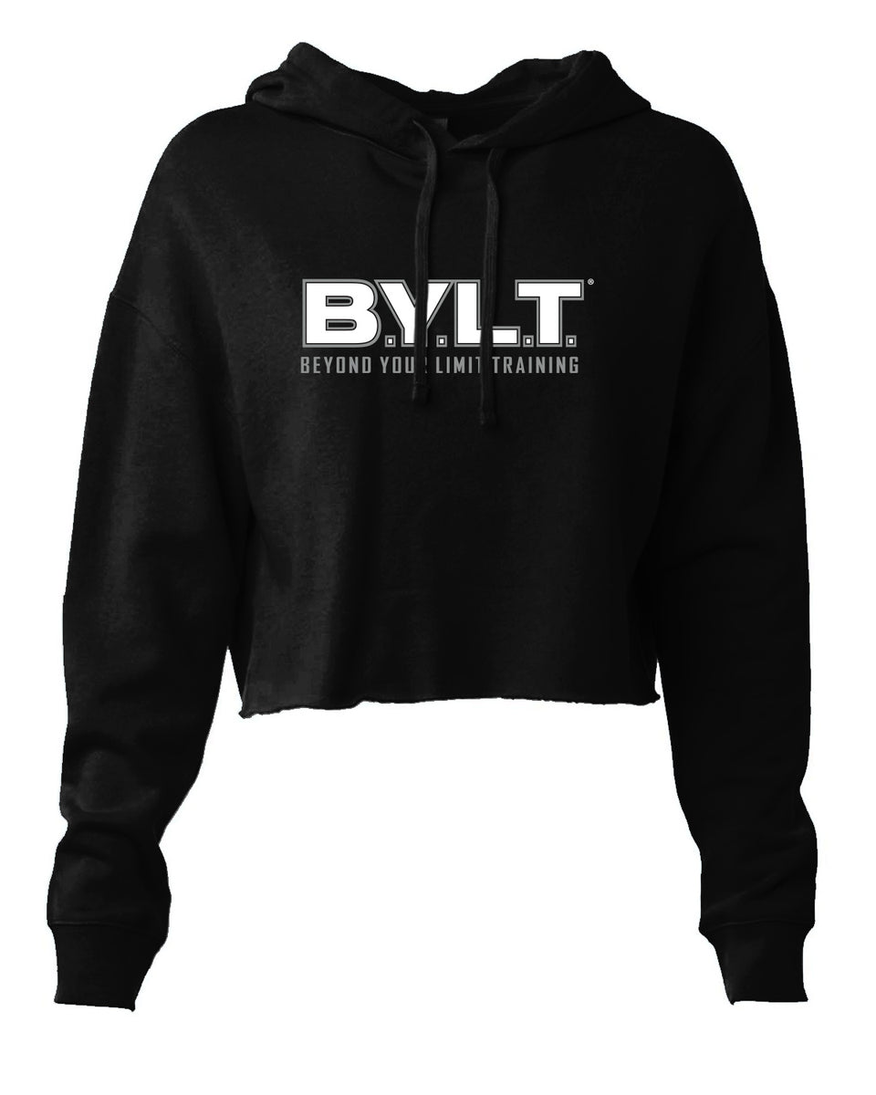 Ladies Cropped Pullover Fleece Hoodie BYLT Sports Drinks